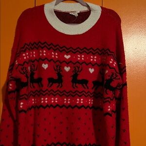 BiBi Red and White Reindeer Sweater